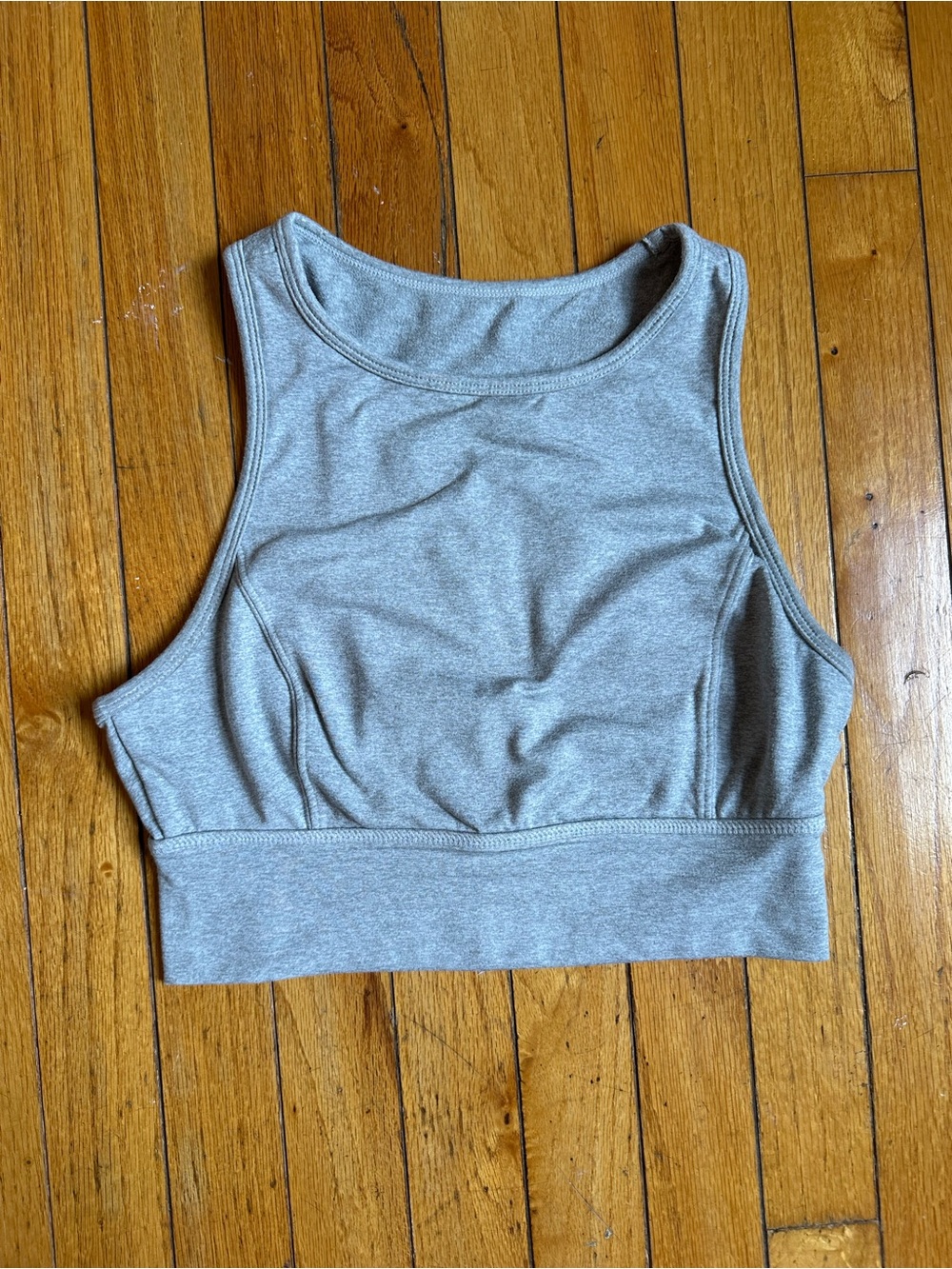 JoyLab Gray High-Neck Seamless Crop Sports Bra